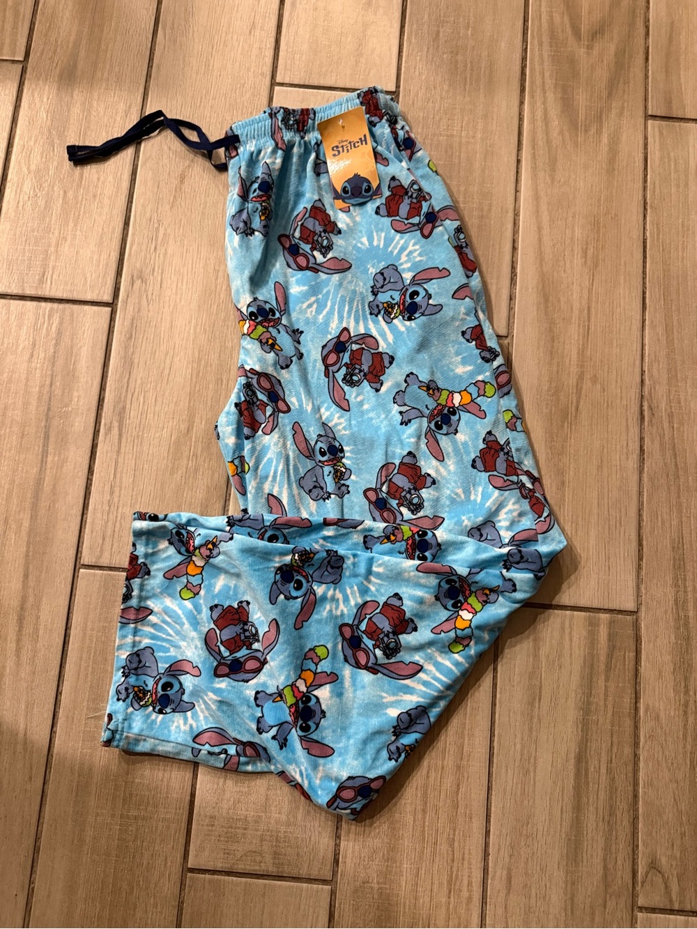 Disney Blue Stitch Print Kids Pajama Bottoms